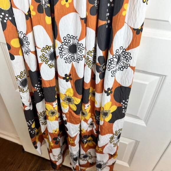 Dodo Bar Or Jenny Long Dress Brown Retro Floral Maxi Size Small - Picture 4 of 11
